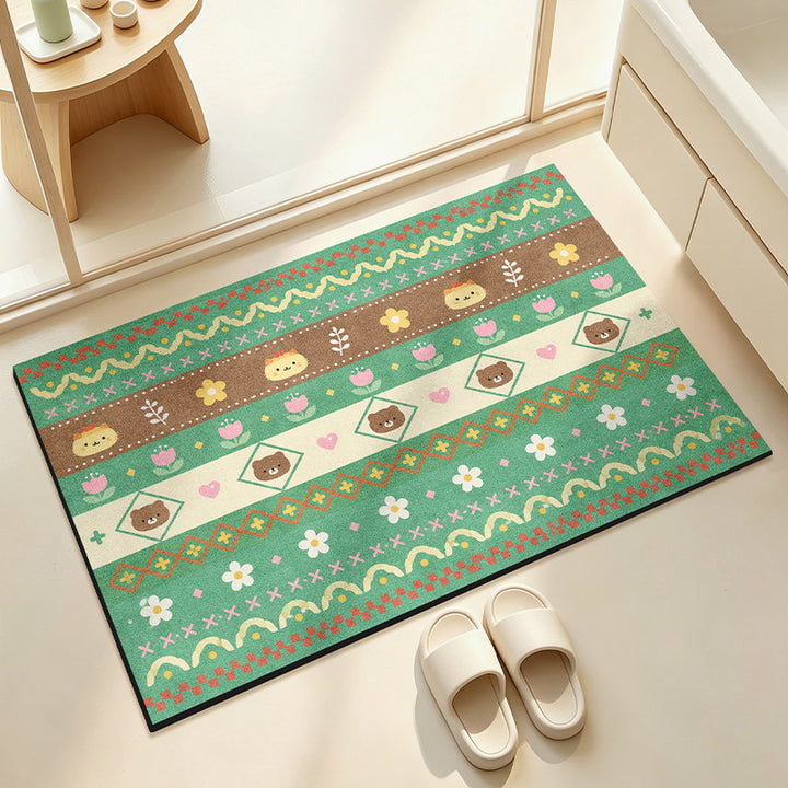 Soft Floral Patterned Bathroom Mat