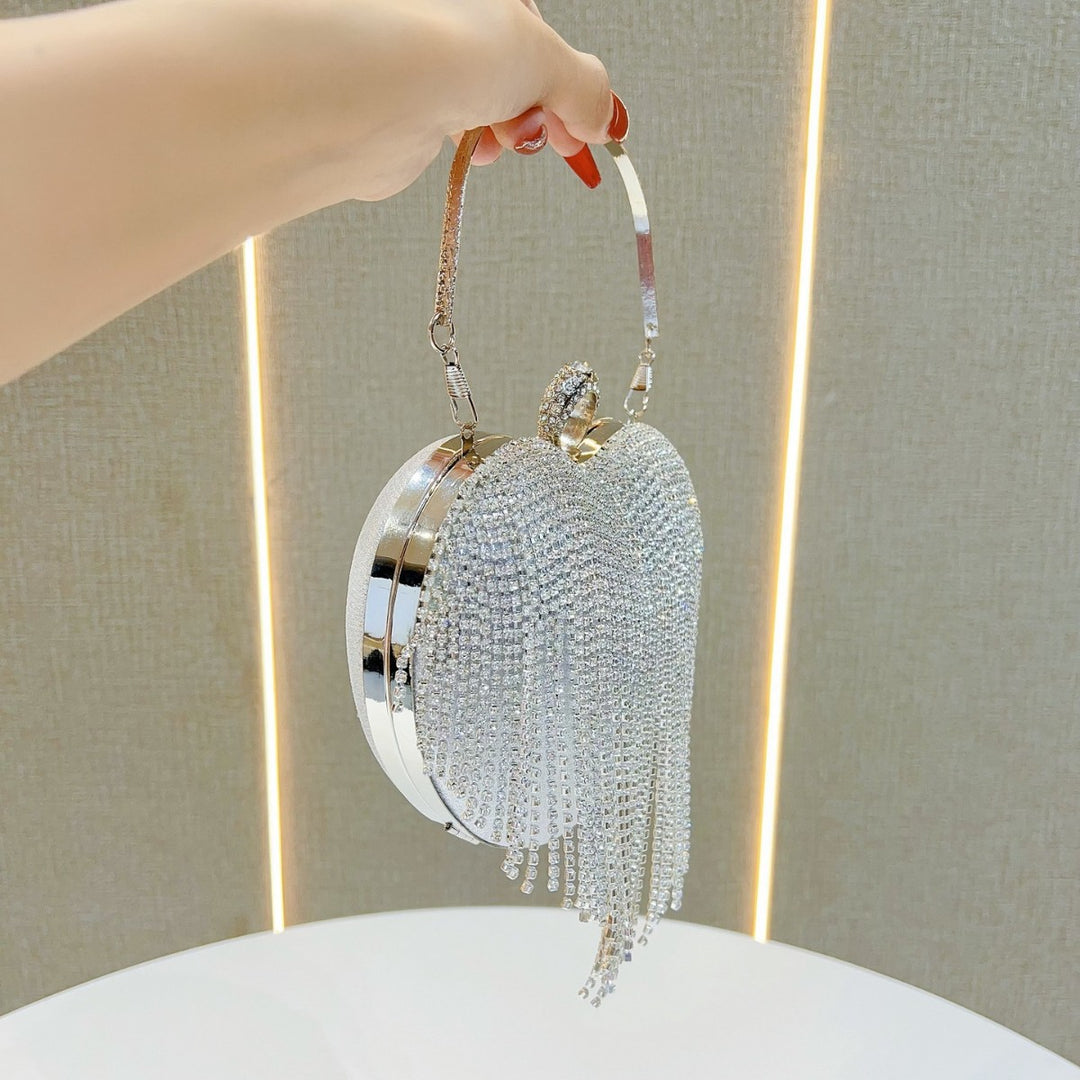 Heart-Shaped Rhinestone Evening Handbag