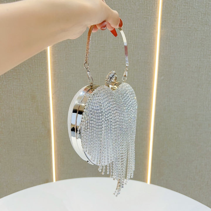 Heart-Shaped Rhinestone Evening Handbag