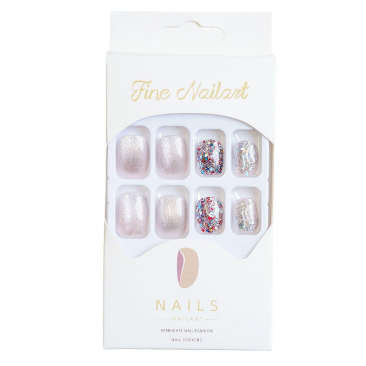Glittery Press-On Nail Set with Artistic Foil Design Kalsten