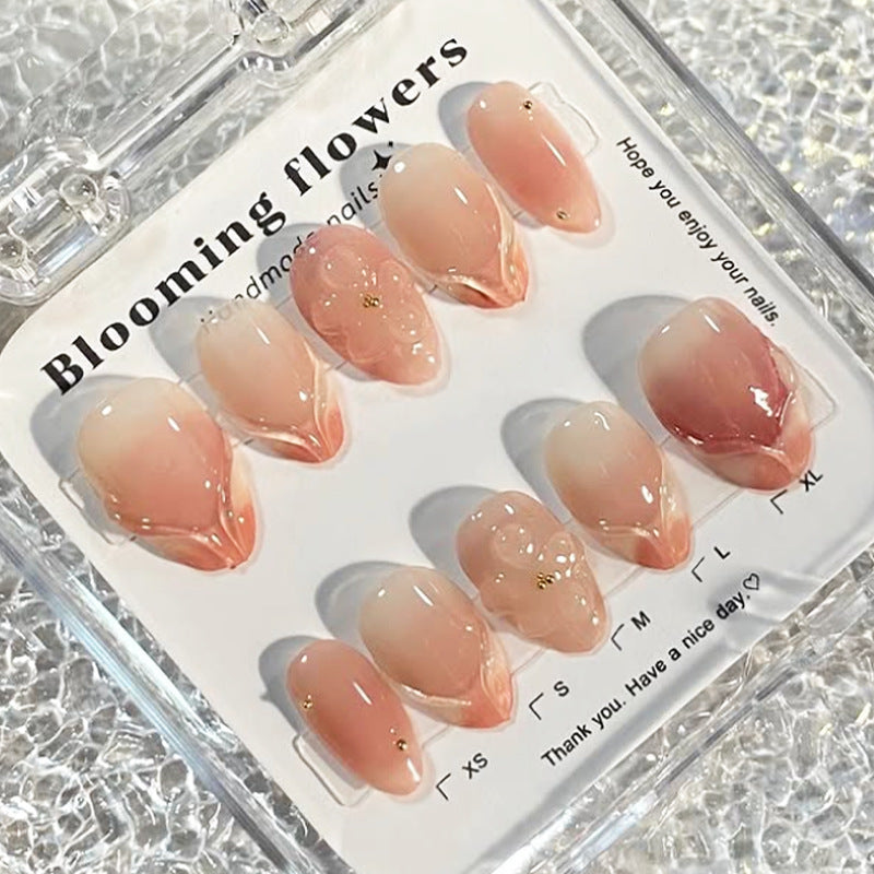 Decorative Press-On Nail Set with Floral Accents kalsten 1788495814