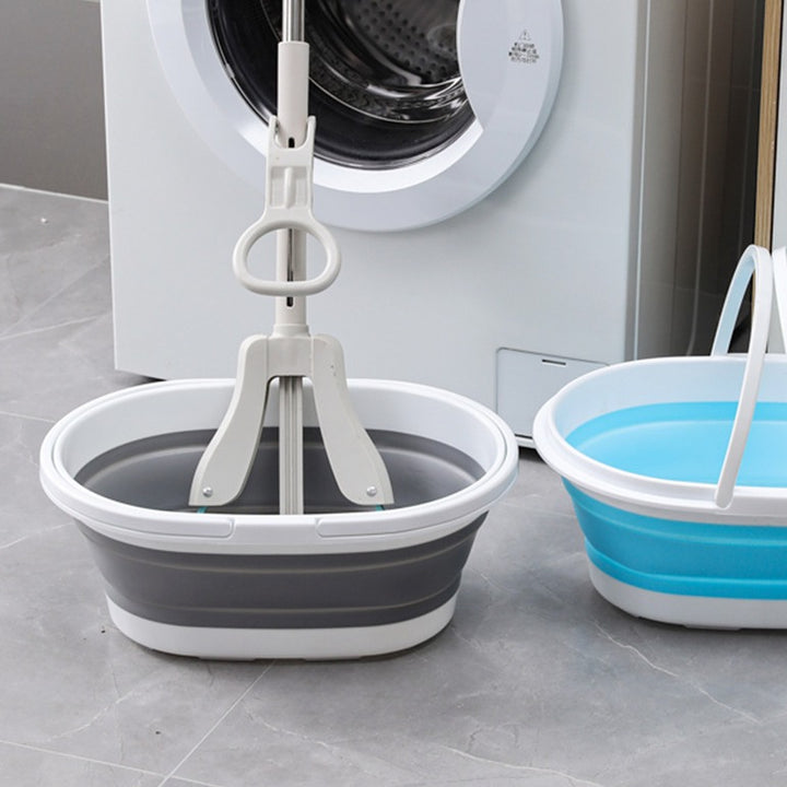Foldable transport and washing tub with double carrying handle and integrated anti-slip base