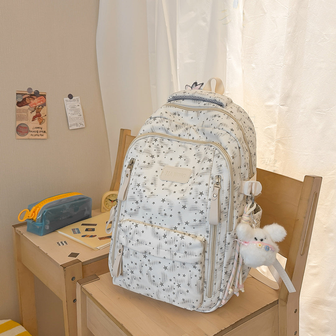 Stylish Multi-Compartment Star-Embellished Backpack Kalsten
