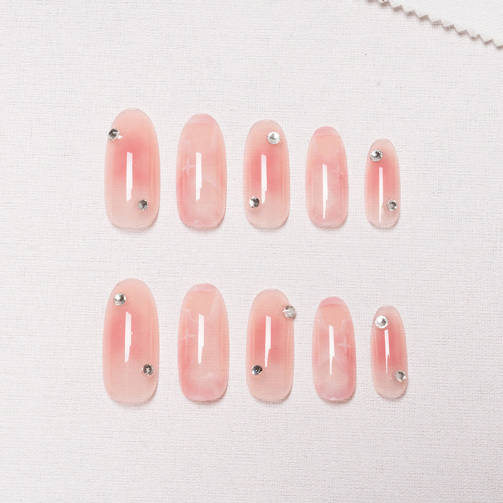Artistic Heart-Embellished Press-On Nails