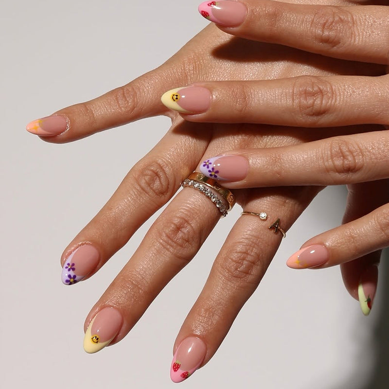 Artistic Floral Pattern Press-On Nail Art Kalsten
