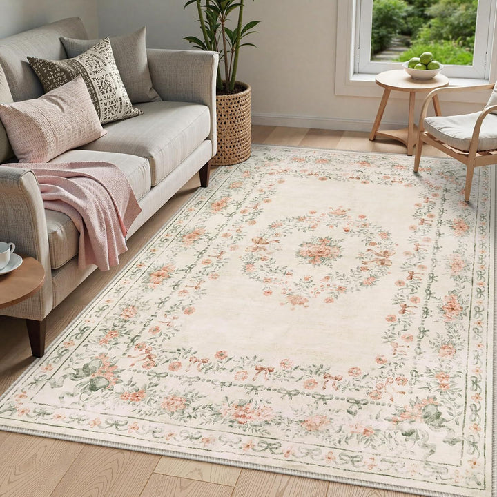 Vintage Floral Pattern Area Rug