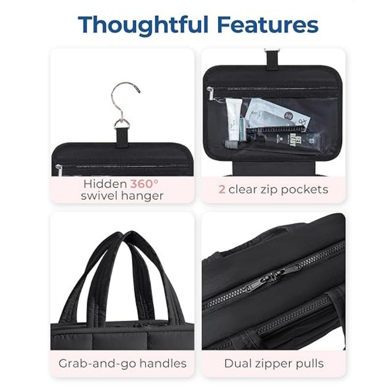 Padded cosmetic organizer bag with practical hanging system Kalsten