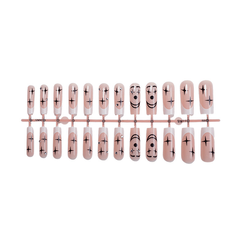 Artistic Press-On Nail Set with Unique Star and Graphic Designs kalsten
