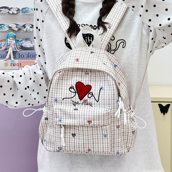 Embroidered Heart-Themed Casual Backpack Kalsten
