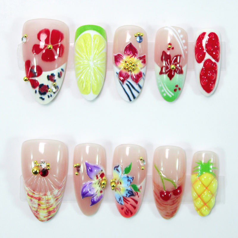 Artificial nail set with floral and maritime accents Kalsten