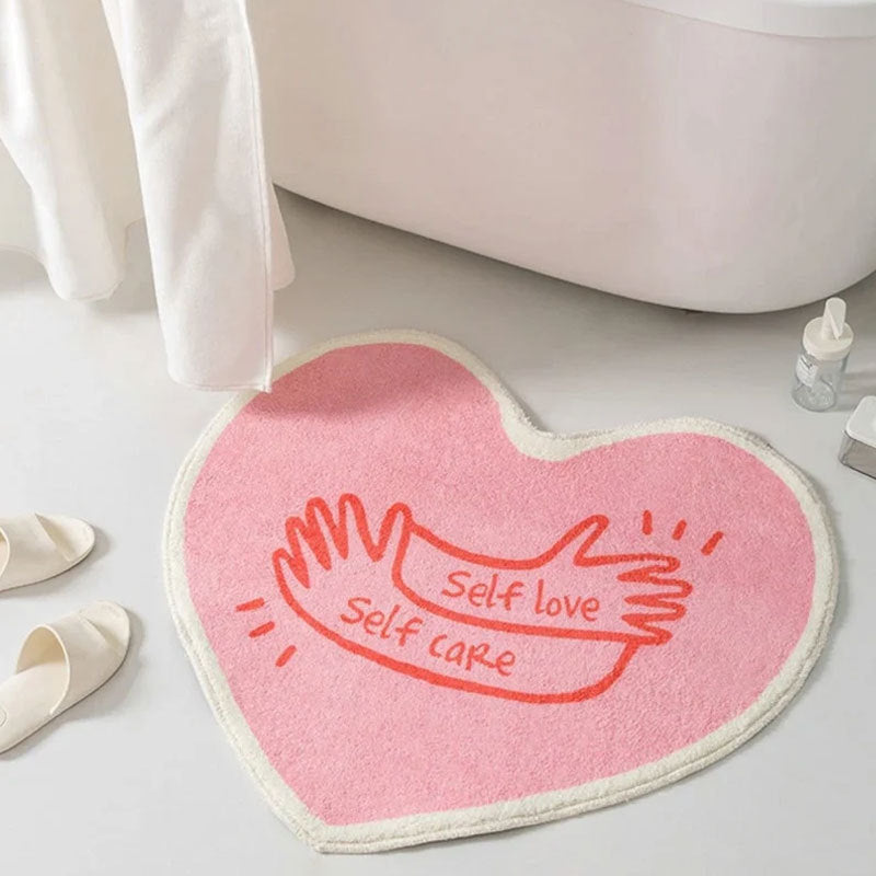 Heart-Shaped Bath Mat for Bathroom Floor Decor