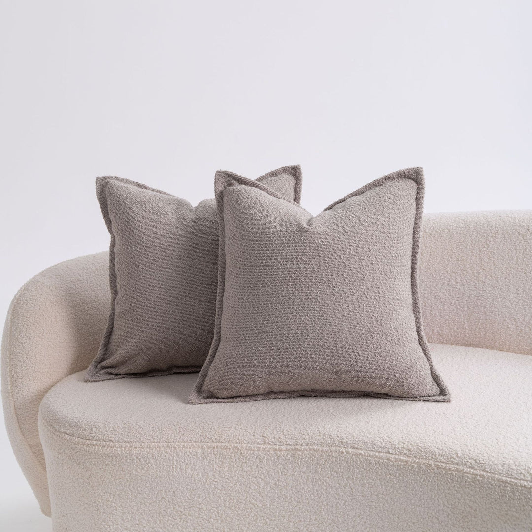 Premium Bouclé Square Cushion Pair with Sculpted Seams and Hidden Zip