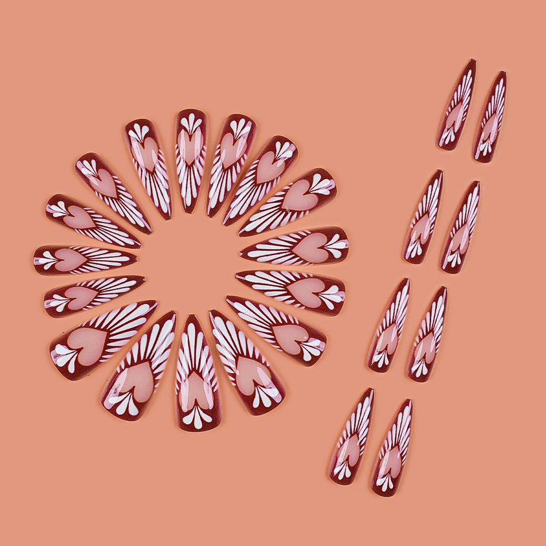 Heart-Inspired Press-On Nail Art Extensions