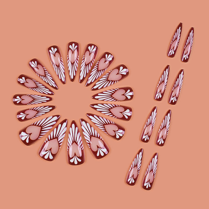 Heart-Inspired Press-On Nail Art Extensions