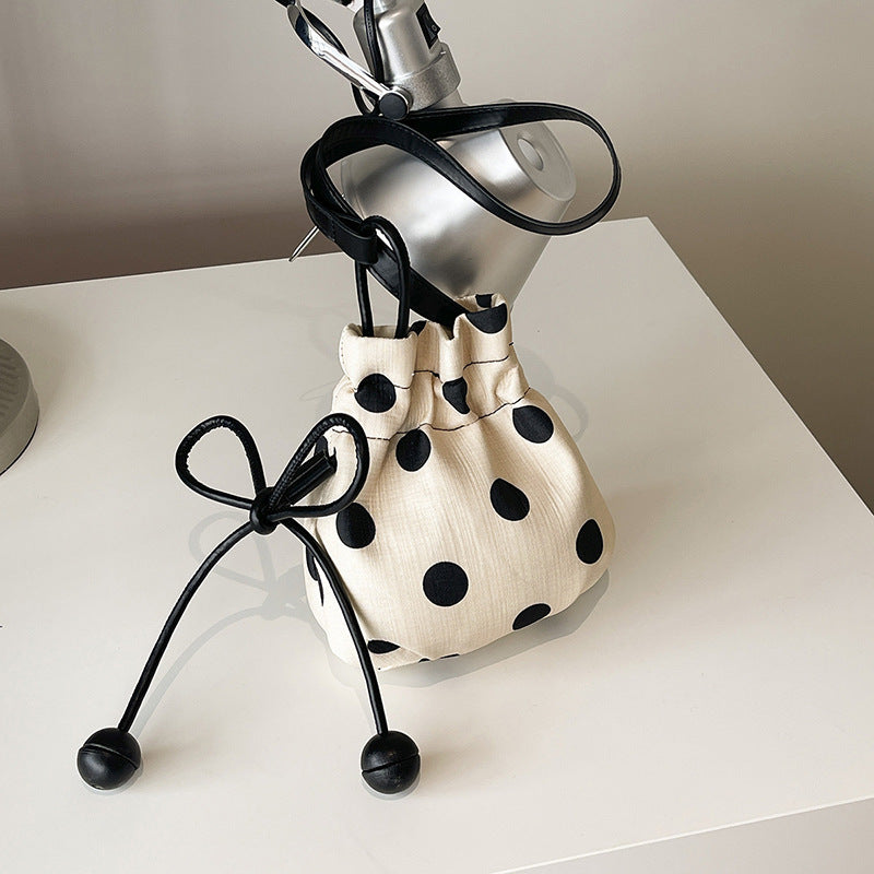 Polka Dot Drawstring Bucket Bag