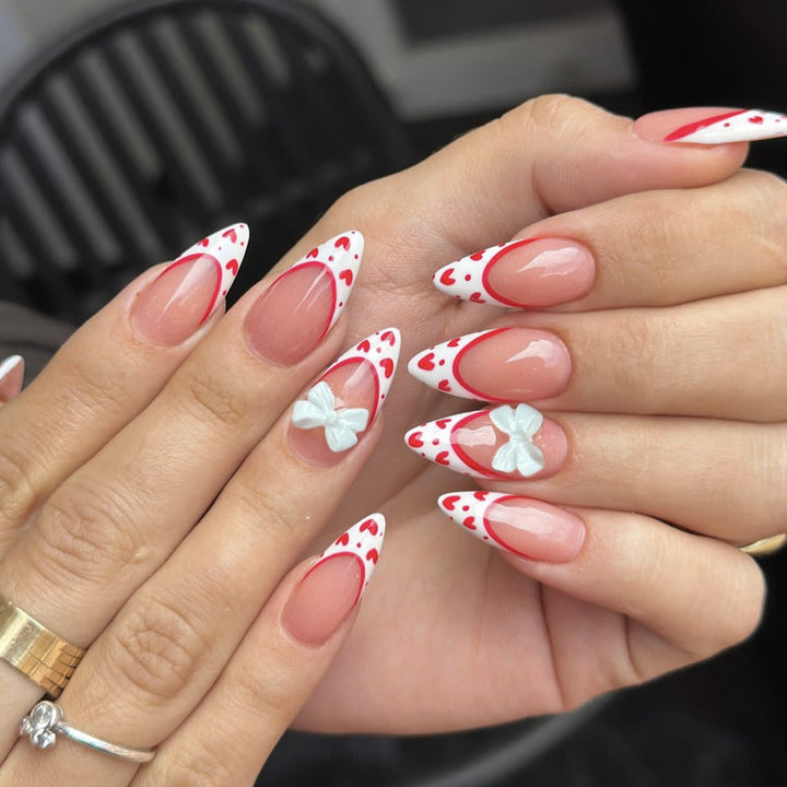 Decorative Heart Accent Stiletto Nail Art Extensions Kalsten