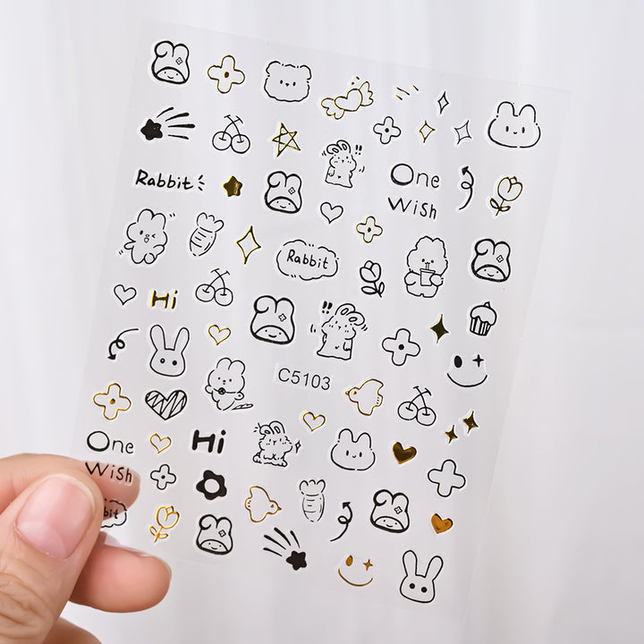 Cat-Themed Nail Art Stickers