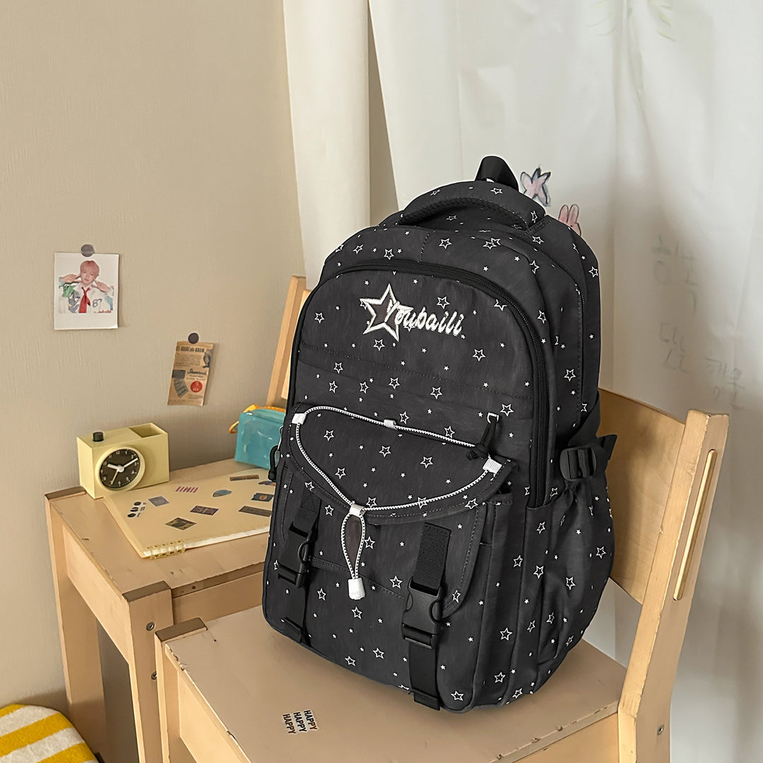 Star-Embellished Casual School Backpack Kalsten