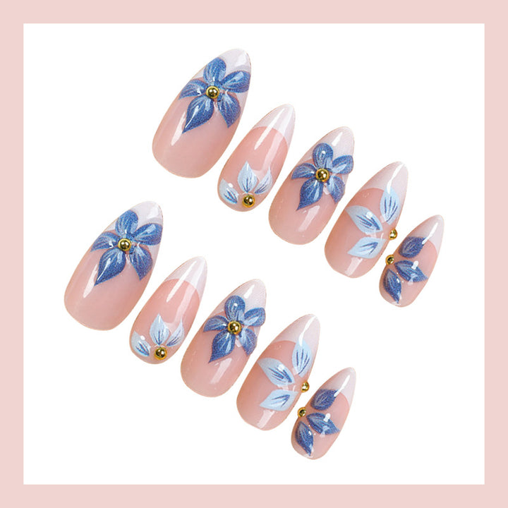 Nail art set with floral accents and elegant French tip Kalsten