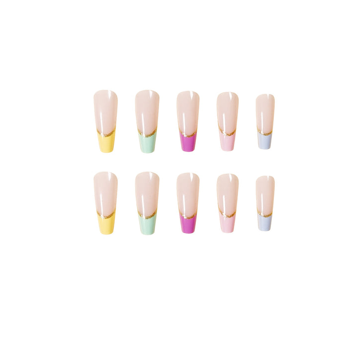 Artful Nail Extensions with Modern Color Design and Glitter Kalsten
