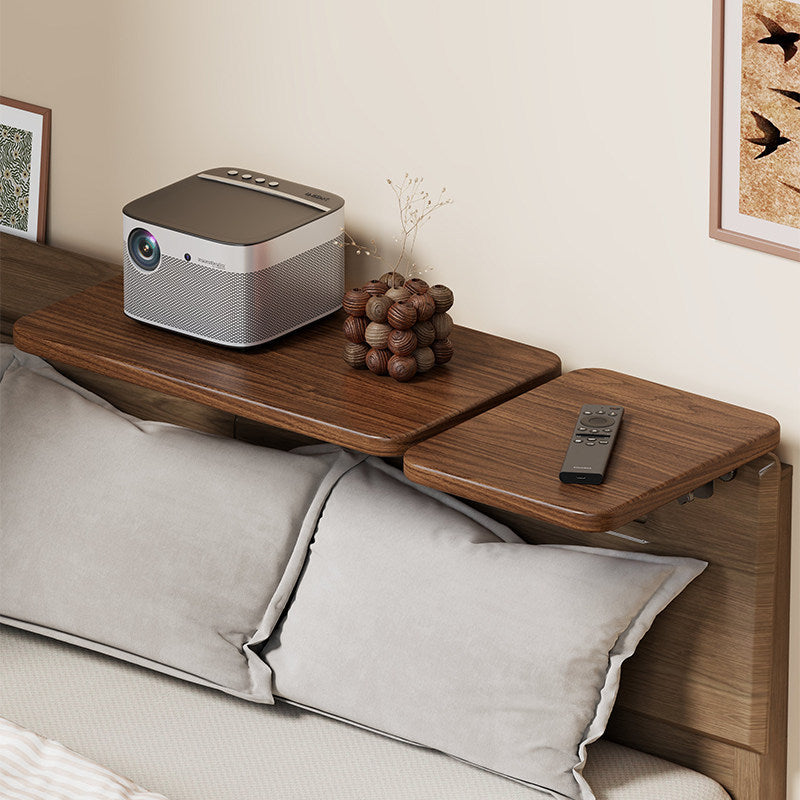 Headboard-Mounted Floating Bedside Shelf for Projectors and Devices