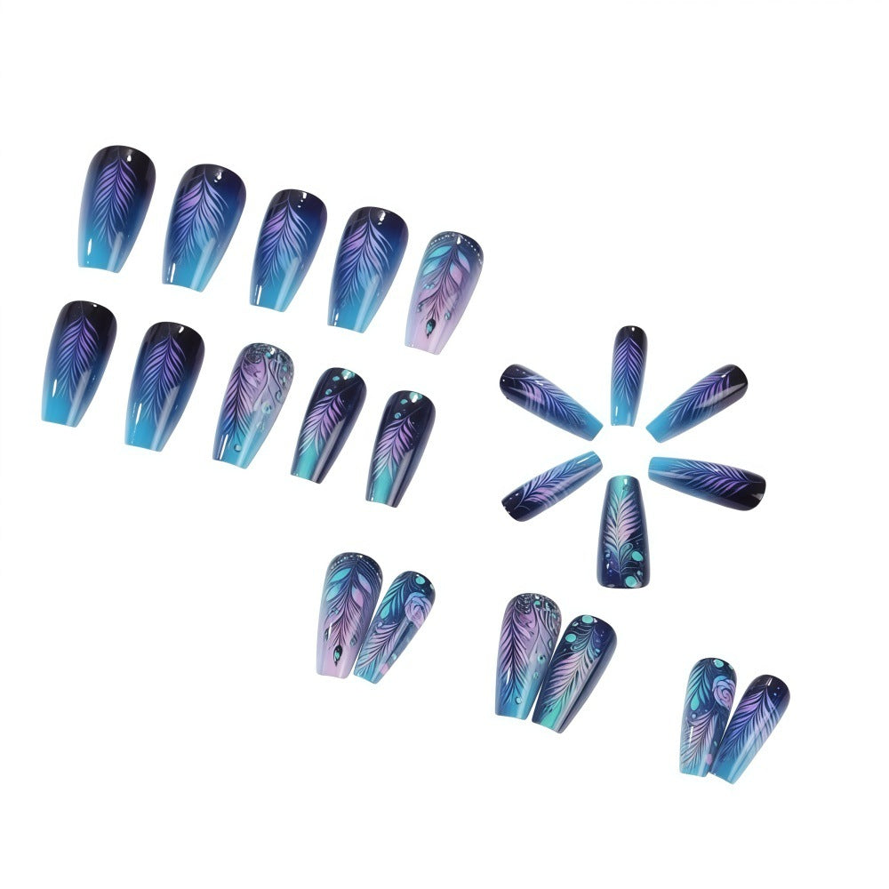 Artistic design nails with feather decoration Kalsten