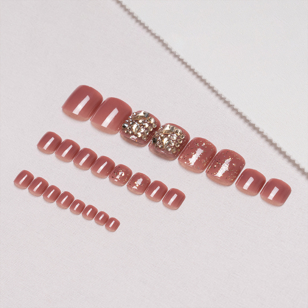 Glamorous Rhinestone-Embellished Pedicure Nail Art