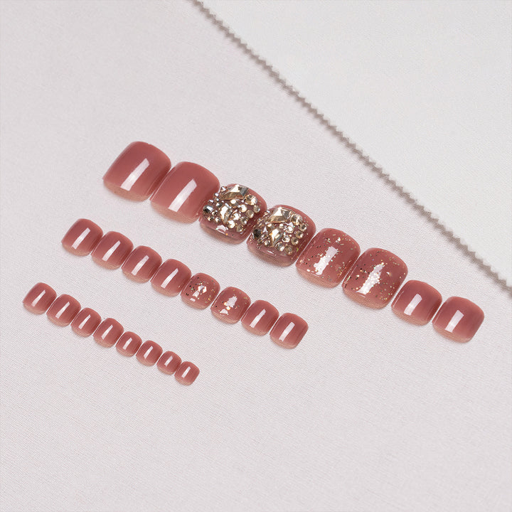 Glamorous Rhinestone-Embellished Pedicure Nail Art