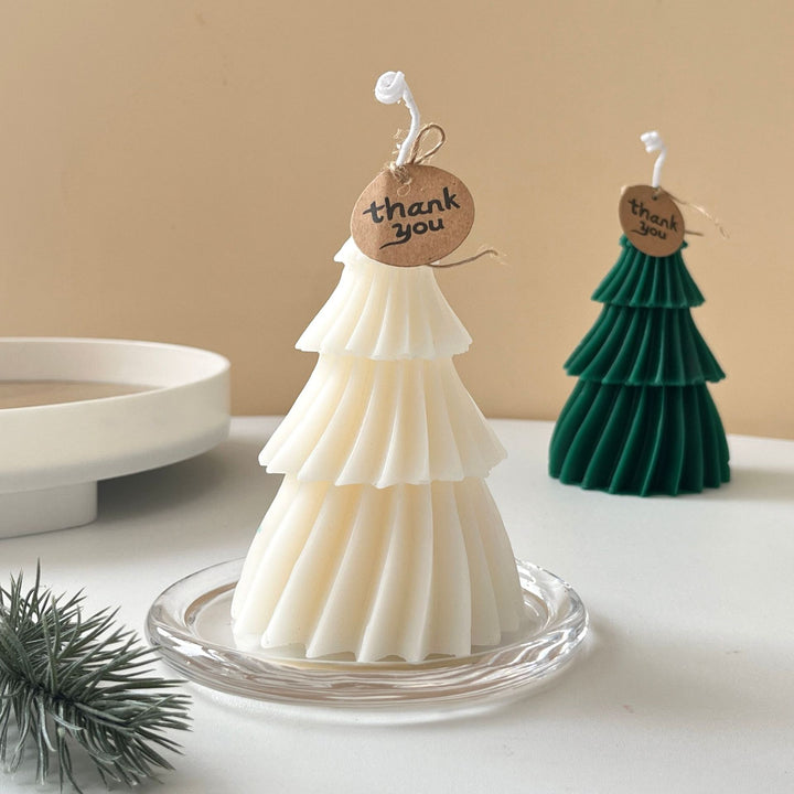 Layered Bubble Christmas Tree Sculptural Candle with Star Topper