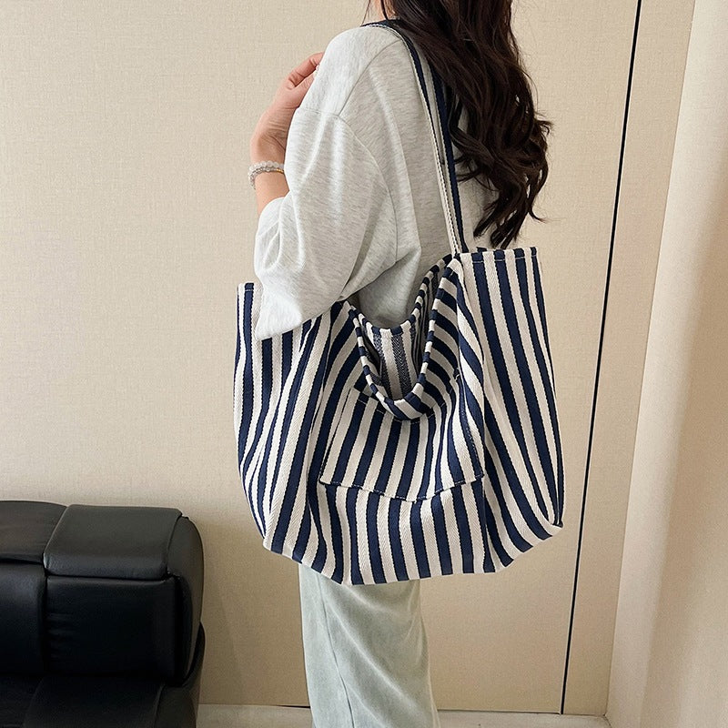 Spacious Striped Beach Tote