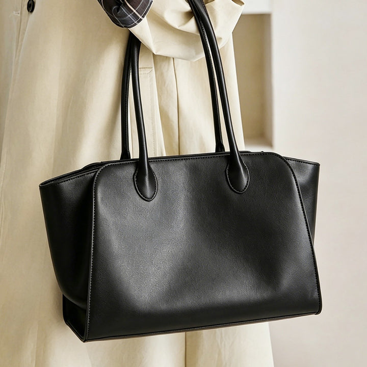 Structured Leather Top-Handle Tote with Long Shoulder Straps