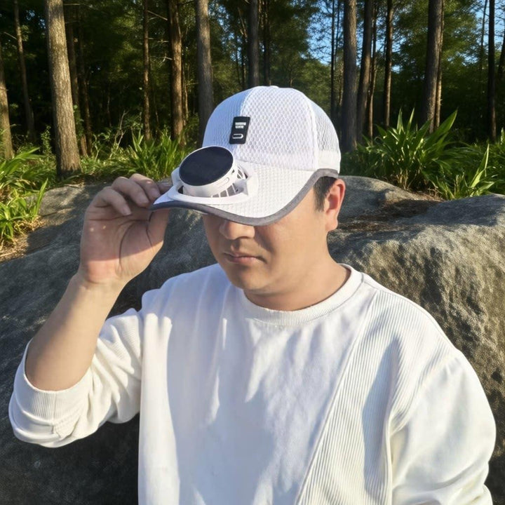Solar-powered baseball cap with detachable solar fan and breathable honeycomb fabric Kalsten
