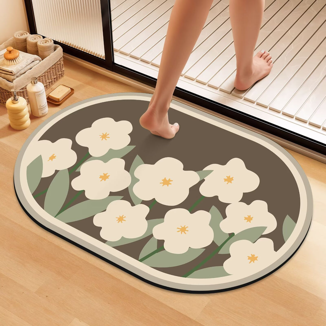 Artistic Floral Bath Mat Kalsten