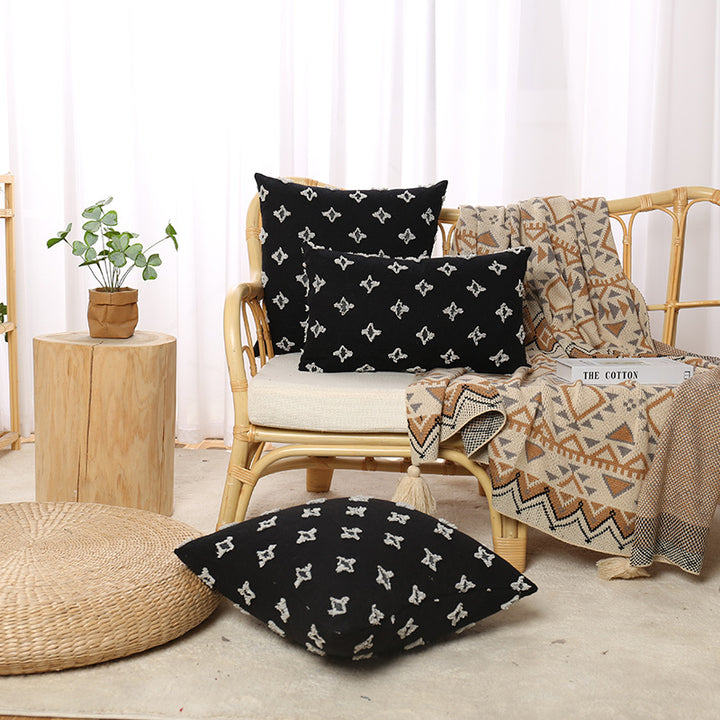 Bohemian Embroidered Square and Lumbar Throw Pillow Cover Set