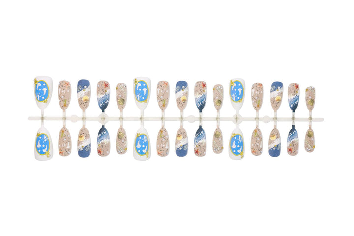 Artificial nail set with maritime designs and elegant embellishments Kalsten