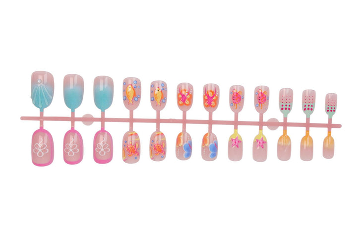 Artificial nail set with colorful floral and summery designs Kalsten