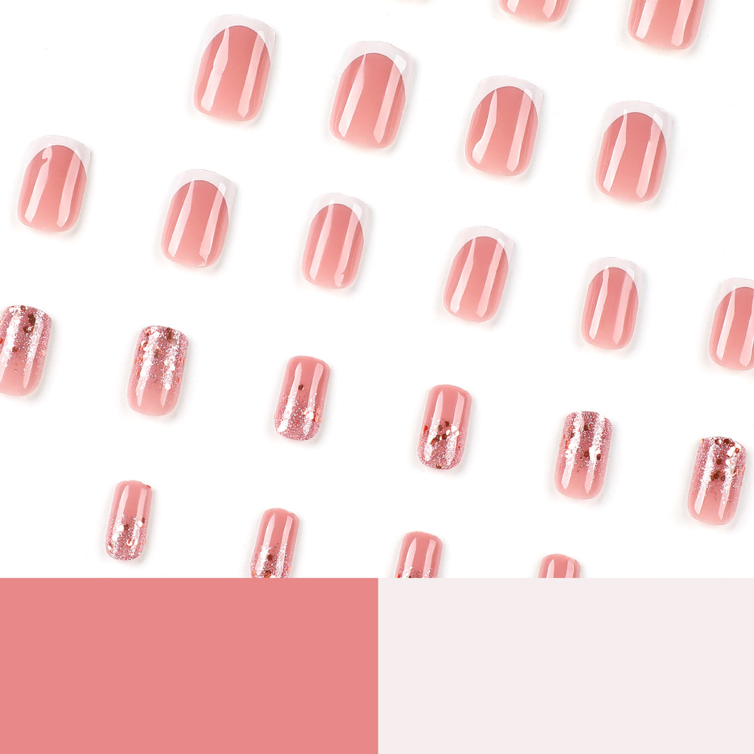 Artful Nail Art with Elegant Glitter and French Tip Accents Kalsten