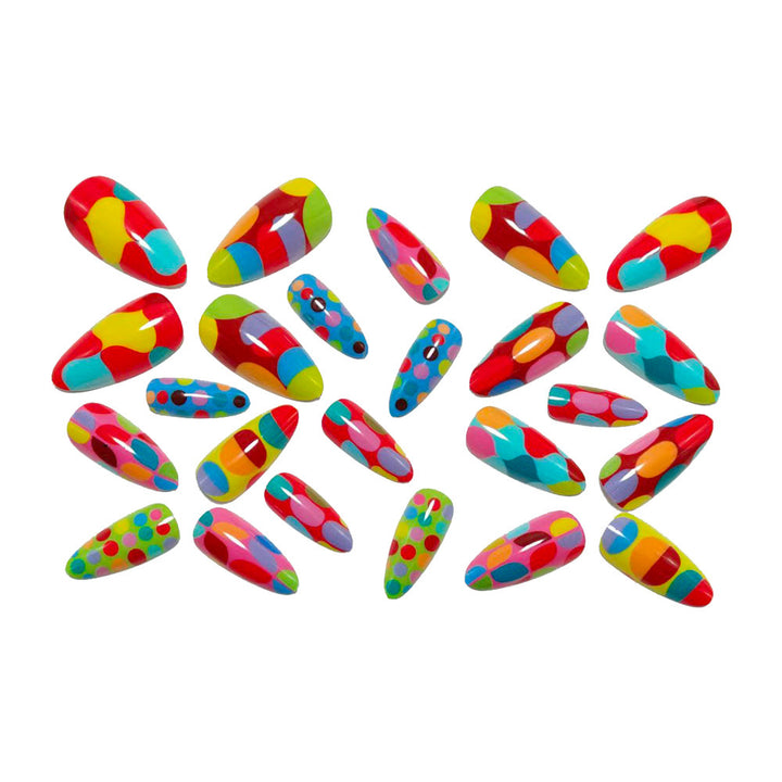 Artificial nails with colorful dot and color play Kalsten