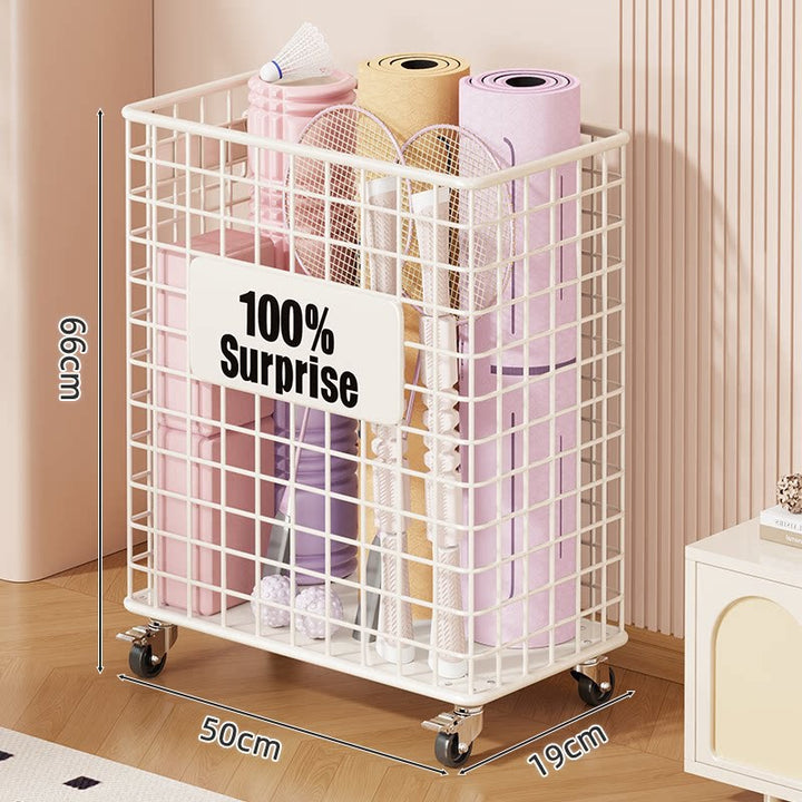 Vertical Rolling Mesh Storage Cart with Locking Casters and Front Access Basket