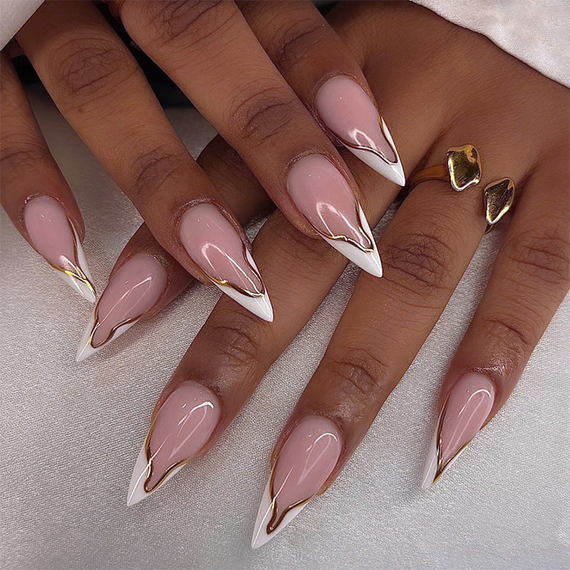 Artificial nail set with elegant gold edge Kalsten