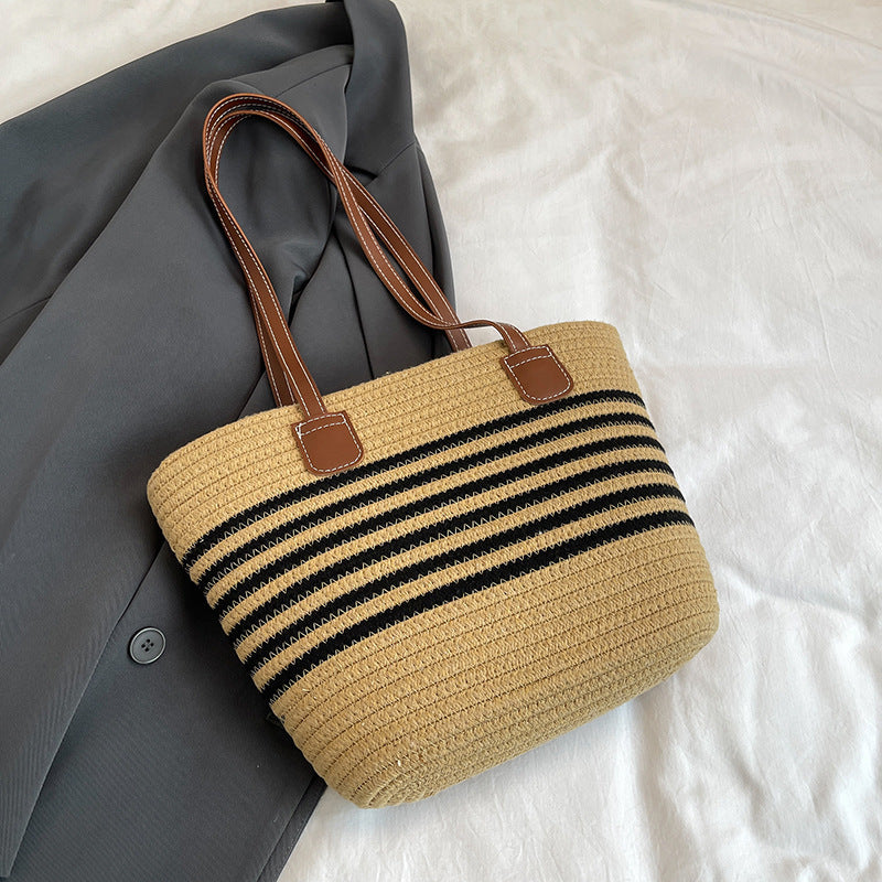 Striped Woven Beach Tote Bag Kalsten