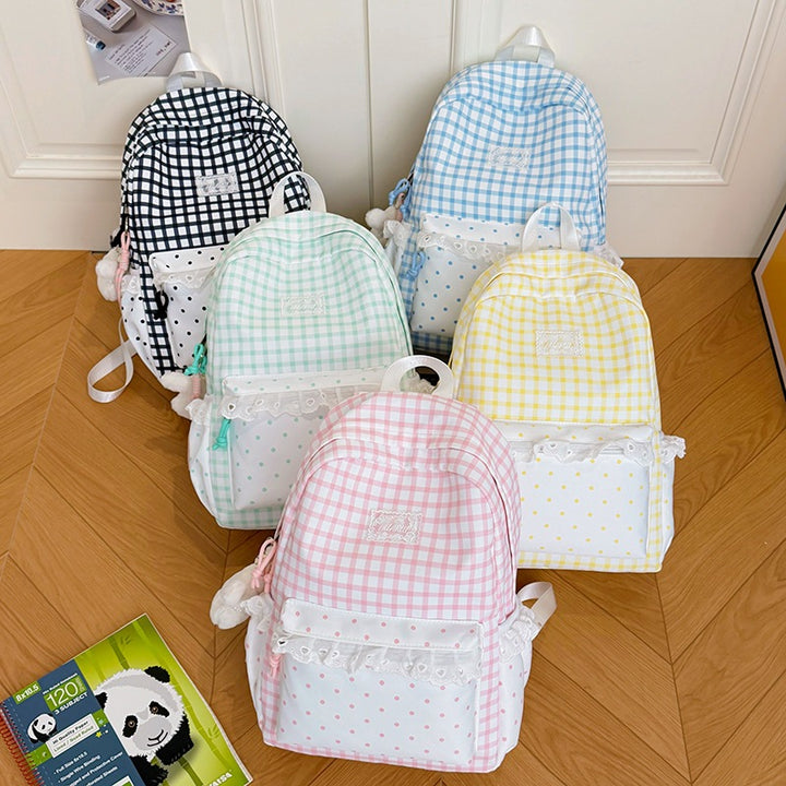 Stylish Gingham Print Casual Backpack Kalsten