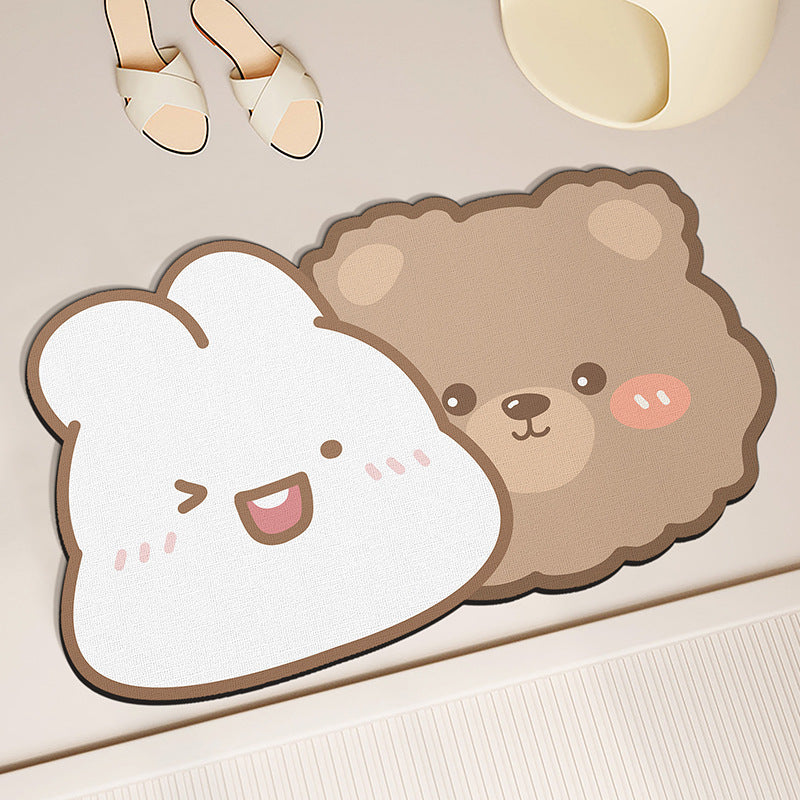 Cute Bear-Themed Welcome Mat for Home Entryway
