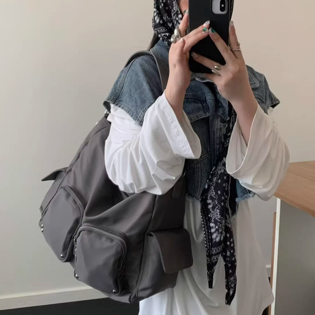 Multi-Pocket Utility Shoulder Bag