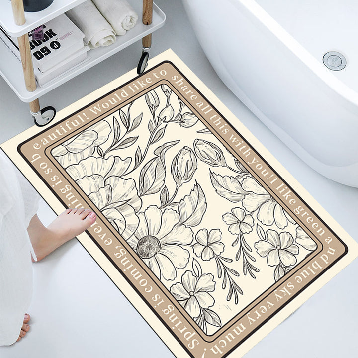 Floral-Themed Bathroom Mat