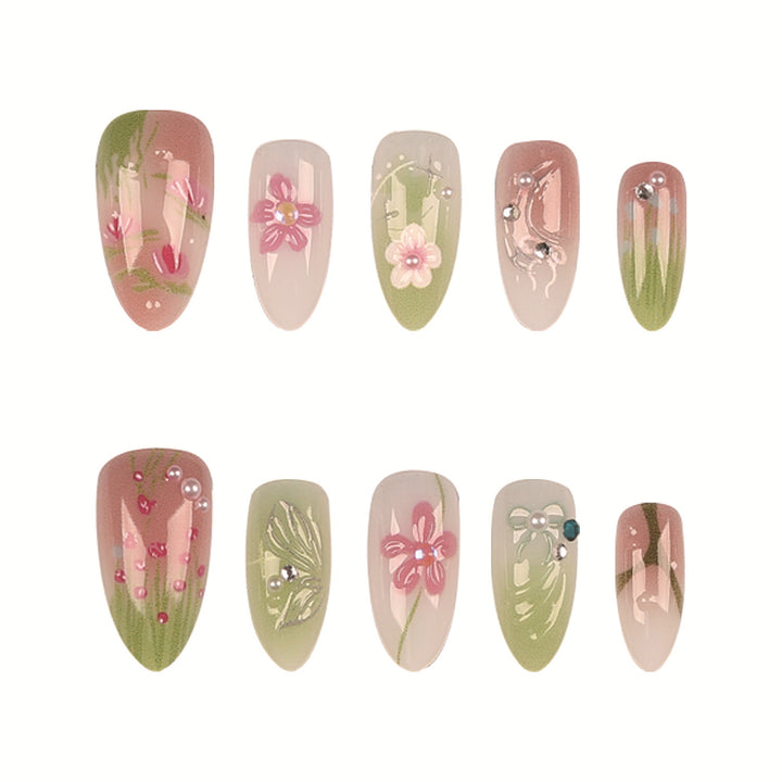 Floral Art Press-On Nail Tips Set