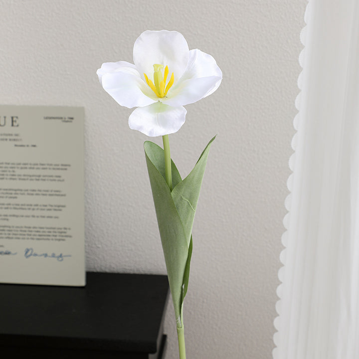 Artificial tulip blossom with detailed petals