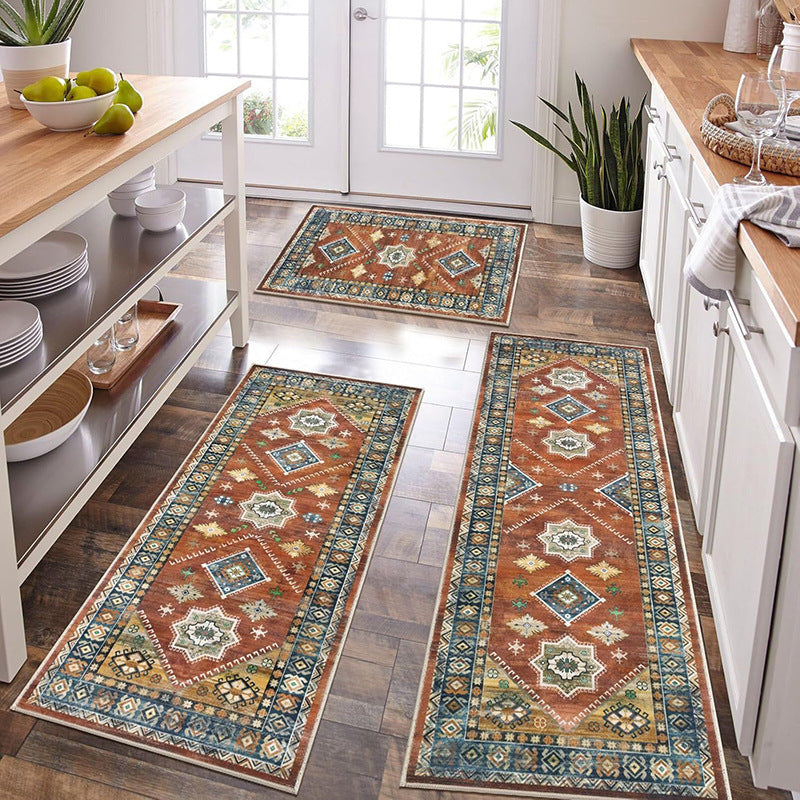 Vintage-Inspired Geometric Kitchen Mat