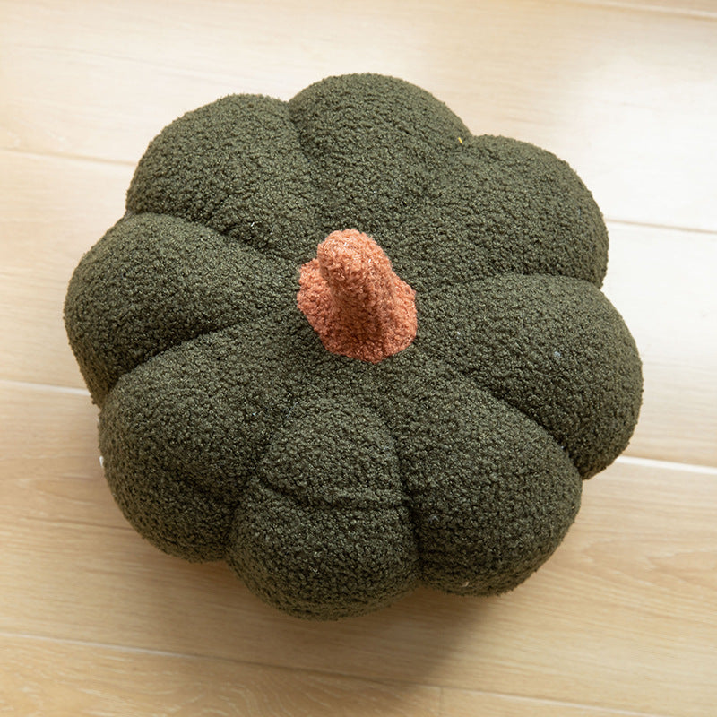 Plush Sherpa Pumpkin-Shaped Decorative Throw Pillow with Polka Dot Accents