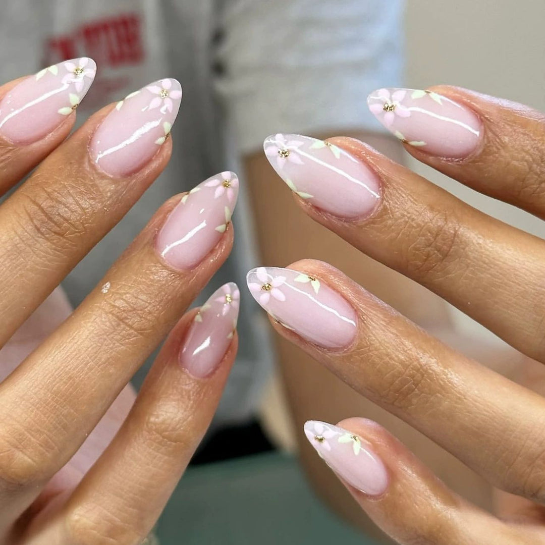 Floral Articulated Acrylic Nail Extensions Kalsten